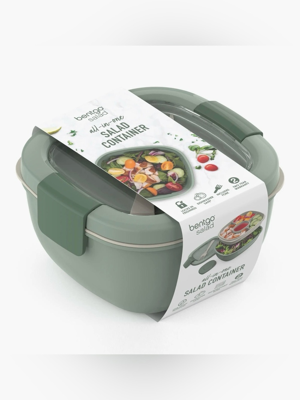 Bentgo Salad All-in-One Salad Container Khaki Green NWT